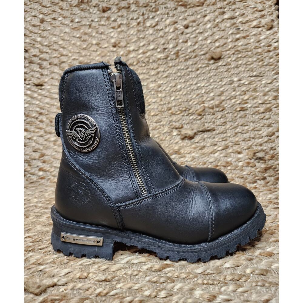 Milwaukee Leather Women's 7 Double Sided Zipper Entry Black Biker Boots